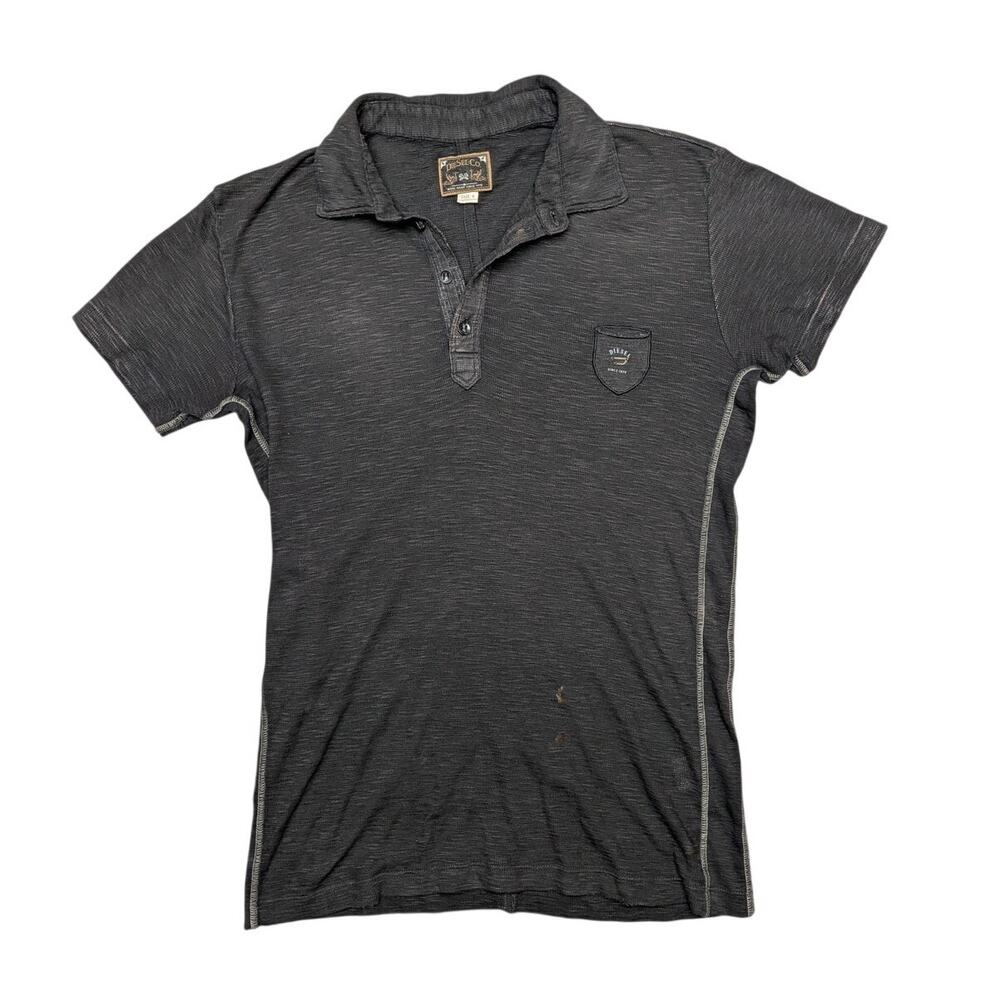 Vintage Y2K Diesel Cotton Knit D Crest Logo Polo Shirt Men's Large Preppy